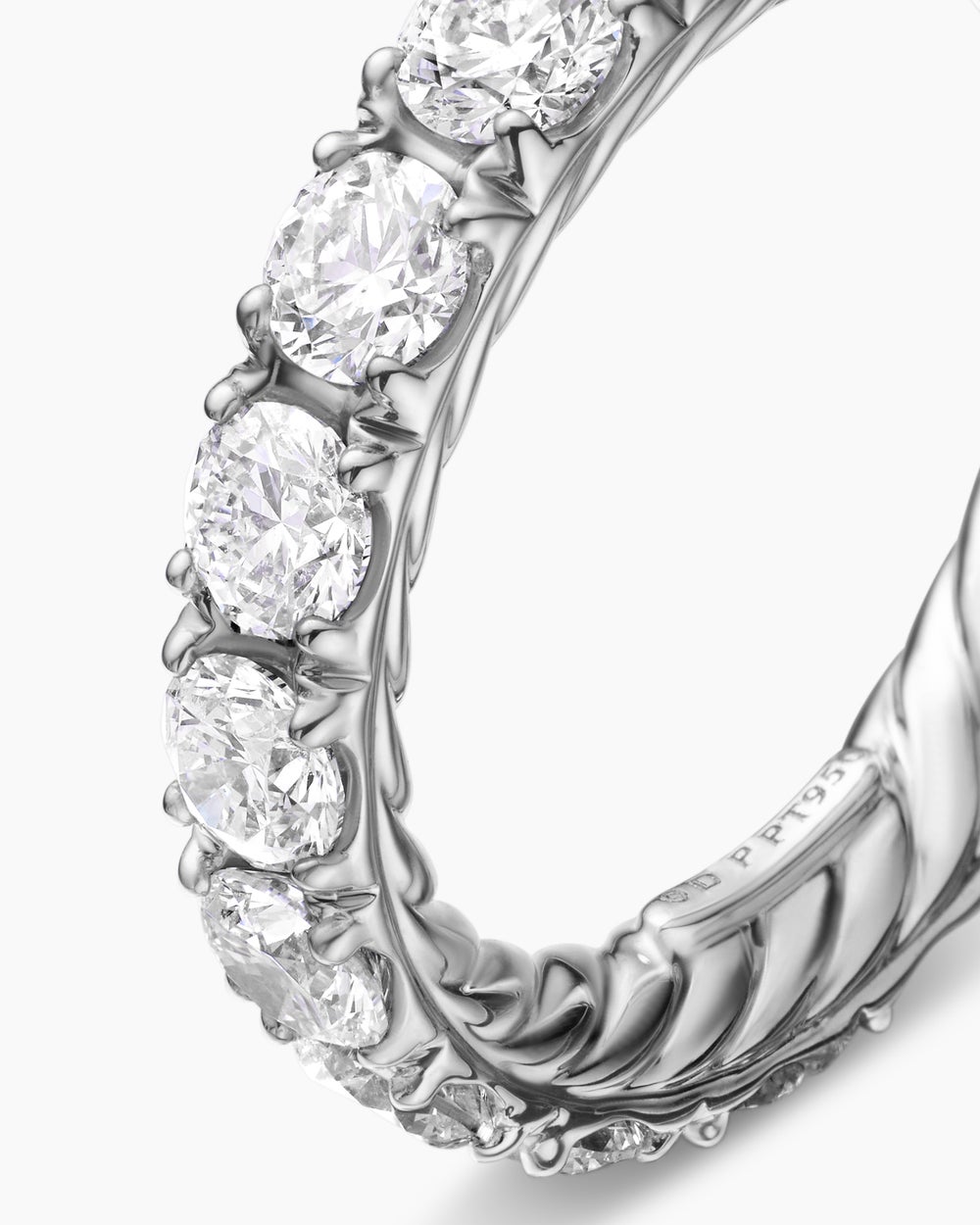 Womens DY Eden Eternity Band Ring in Platinum with Diamonds, 3.9mm