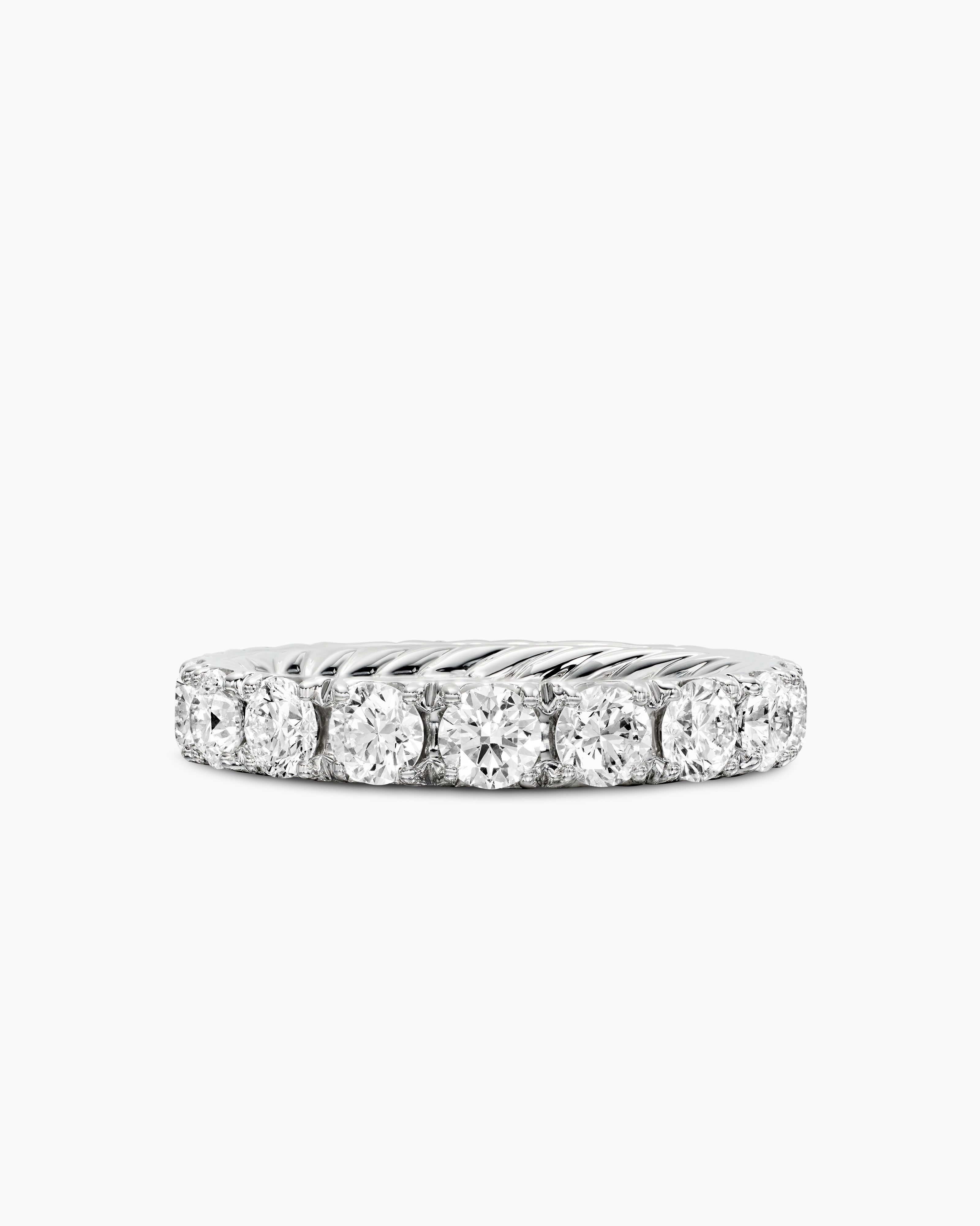 Womens DY Eden Eternity Band Ring in Platinum with Diamonds, 3.9mm