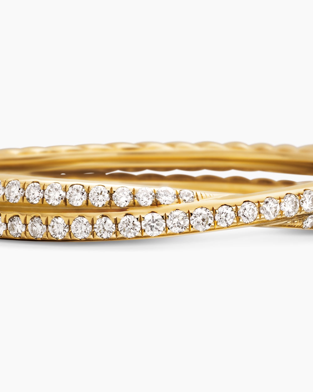 Anneau à micro pavé Crossover en or jaune 18 carats, 3,14 mm pour femmes