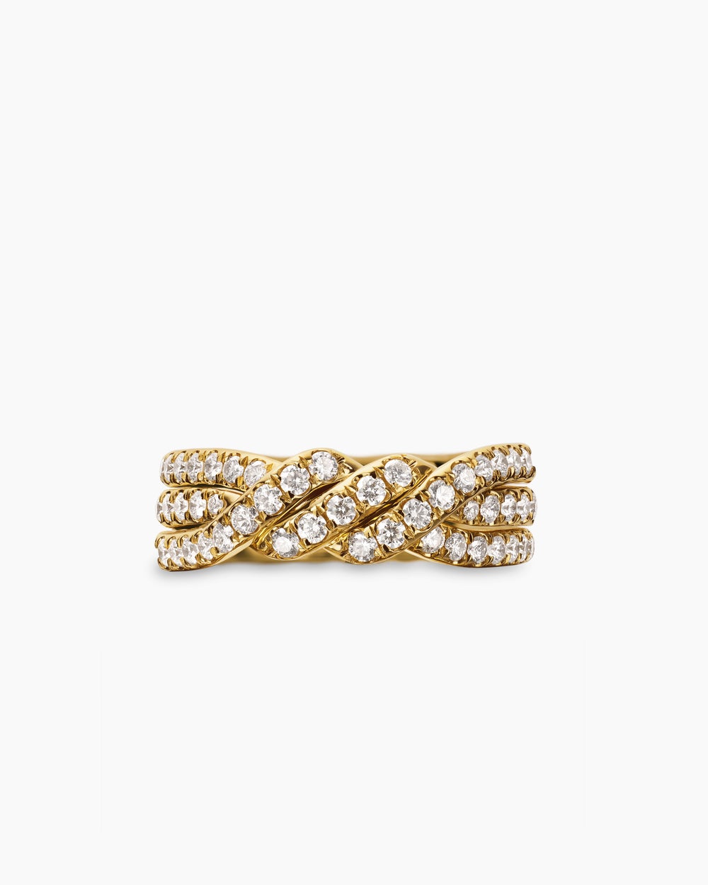Womens Continuance Three Row Band Ring in 18K Yellow Gold with Diamonds, 6mm