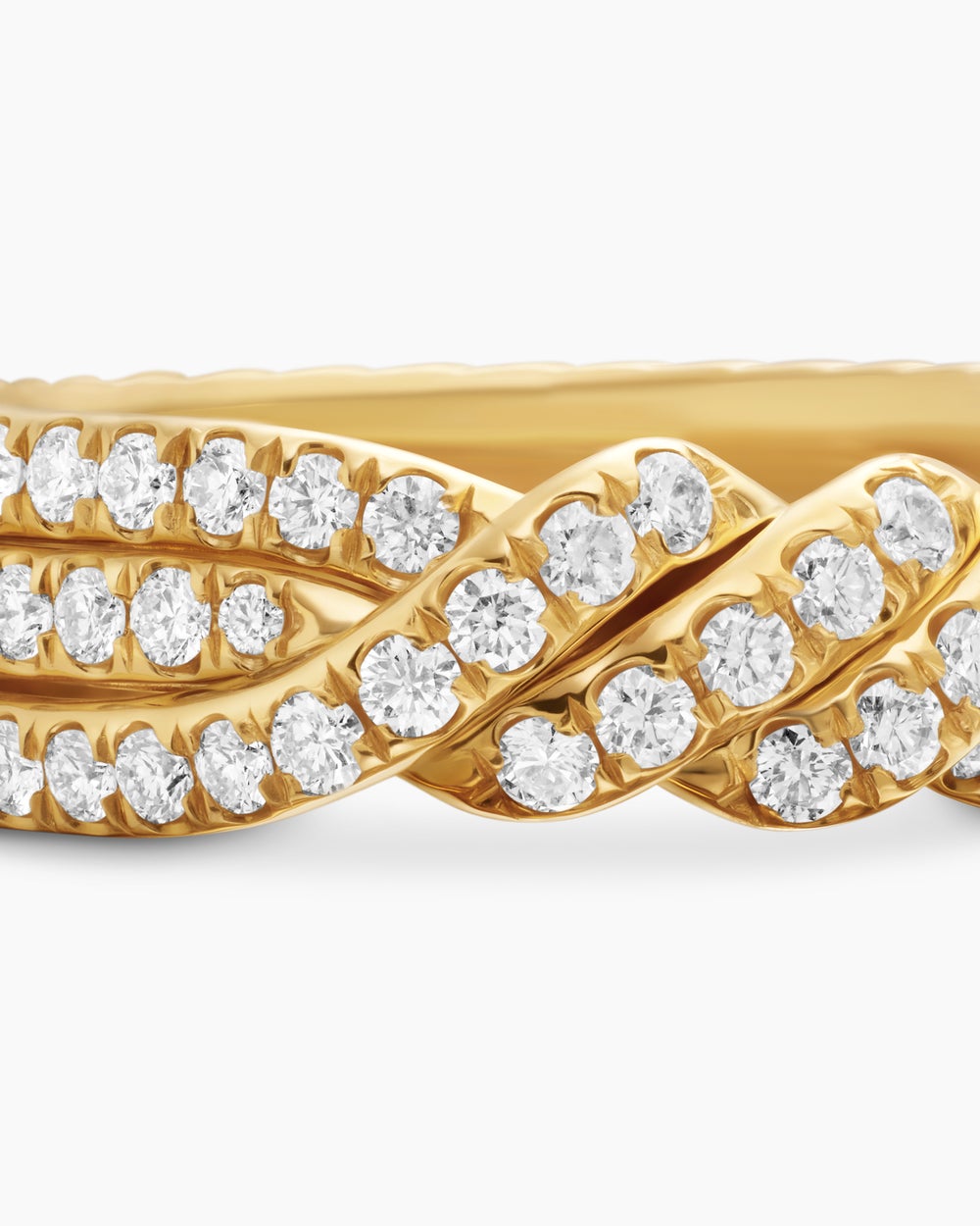 Womens Continuance Three Row Band Ring in 18K Yellow Gold with Diamonds, 6mm