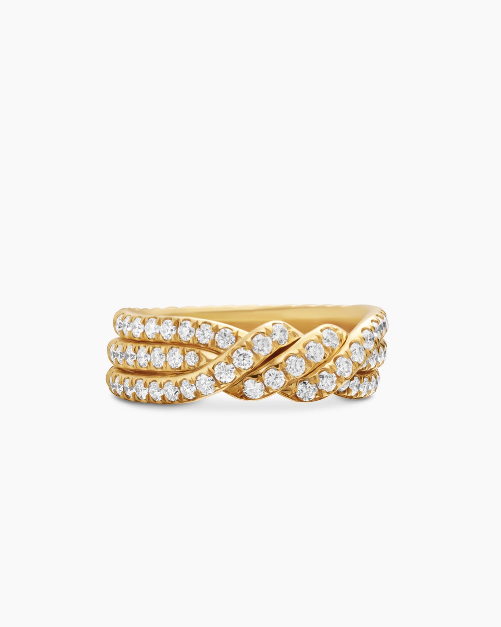 Womens Continuance Three Row Band Ring in 18K Yellow Gold with Diamonds, 6mm
