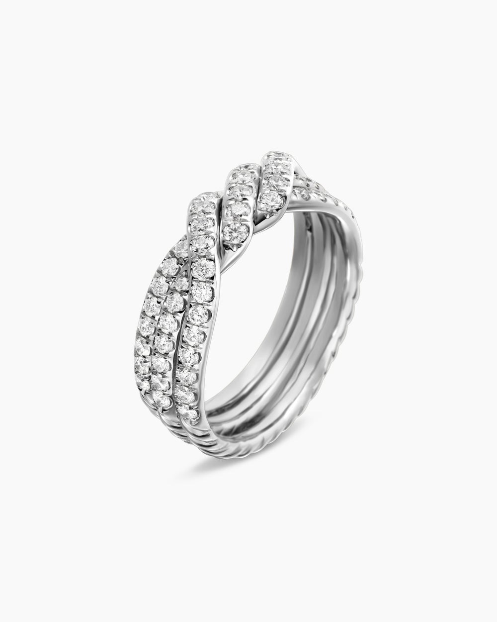 Womens Continuance Three Row Band Ring in Platinum with Diamonds, 6mm