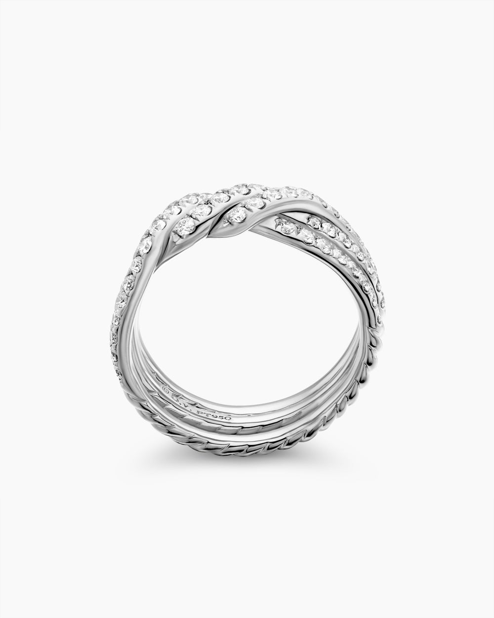 Womens Continuance Three Row Band Ring in Platinum with Diamonds, 6mm