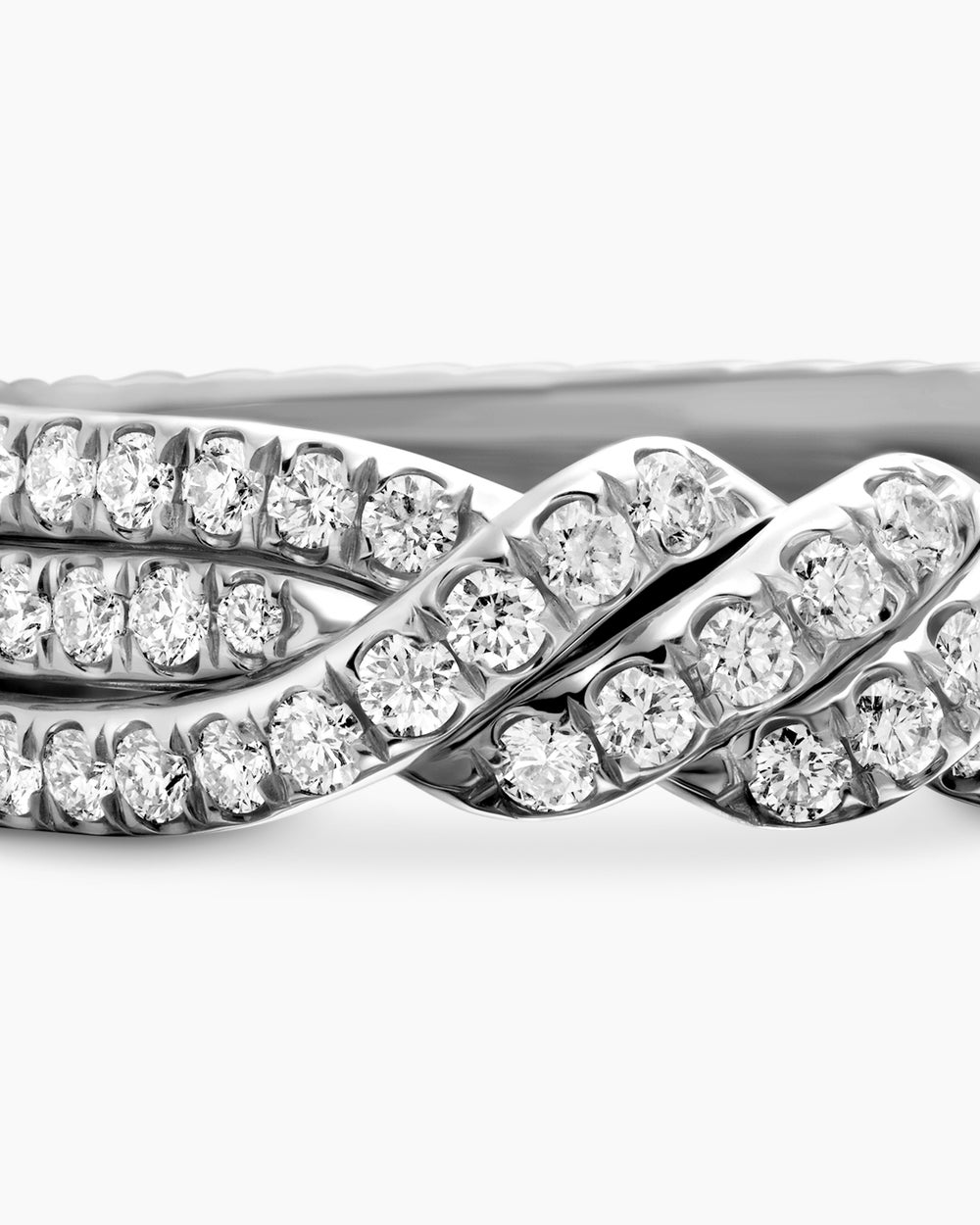 Womens Continuance Three Row Band Ring in Platinum with Diamonds, 6mm