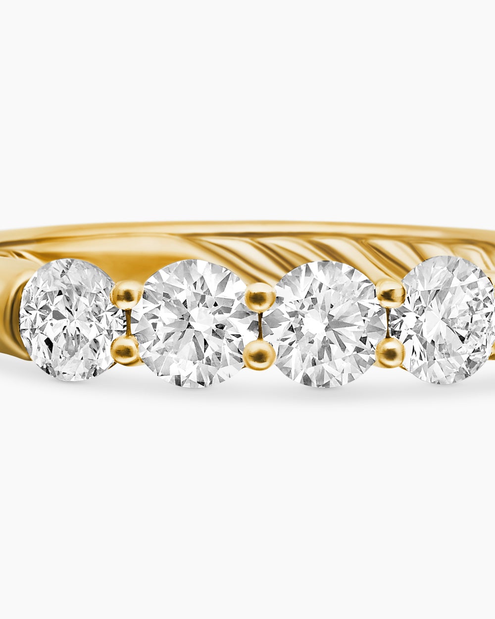 Womens DY Eden Partway Band Ring in 18K Yellow Gold with Diamonds, 2.5mm