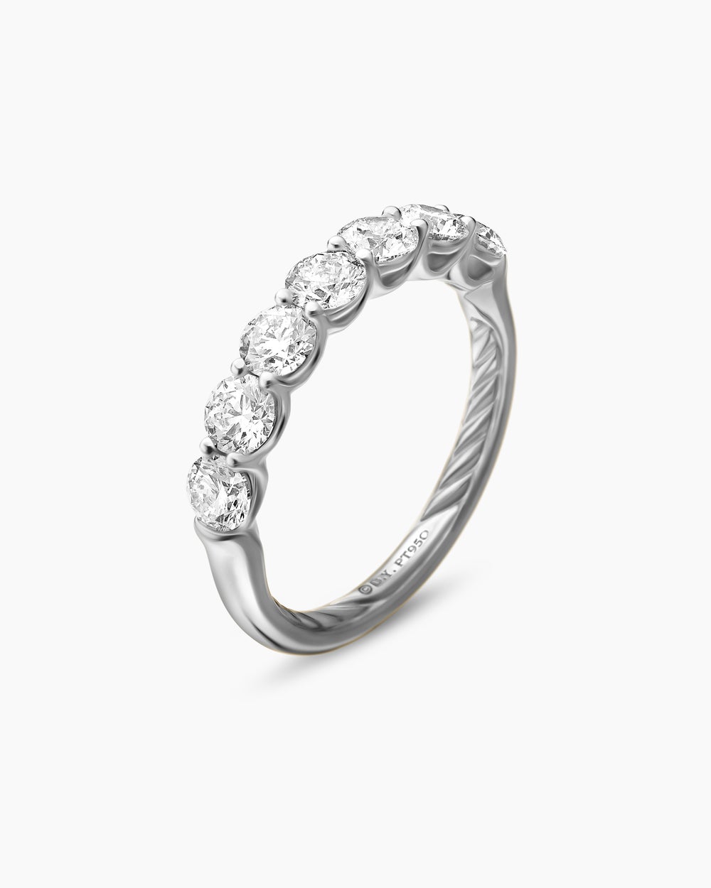 Womens DY Eden Partway Band Ring in Platinum with Diamonds, 2.5mm