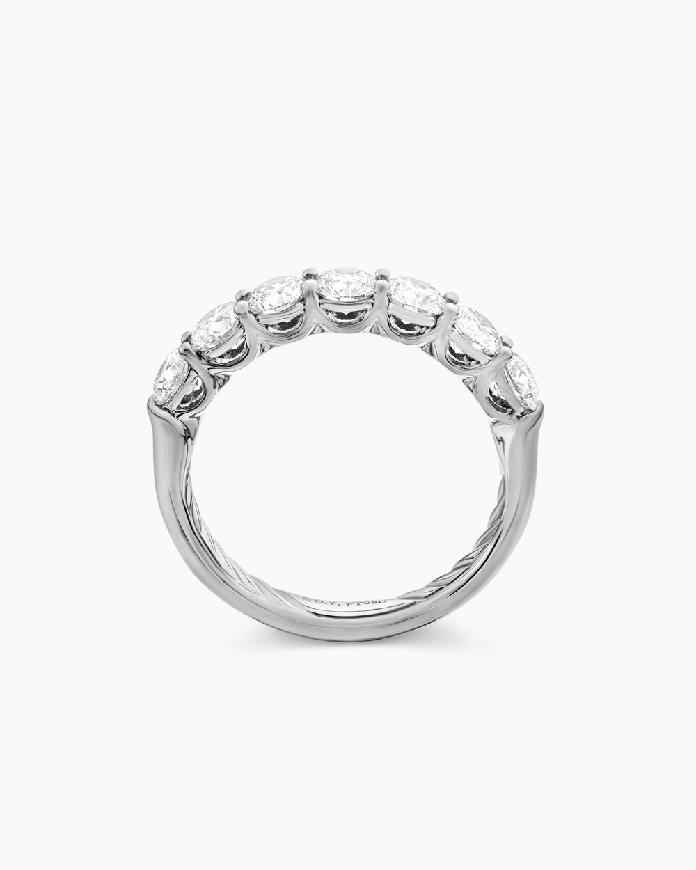 Womens DY Eden Partway Band Ring in Platinum with Diamonds, 2.5mm