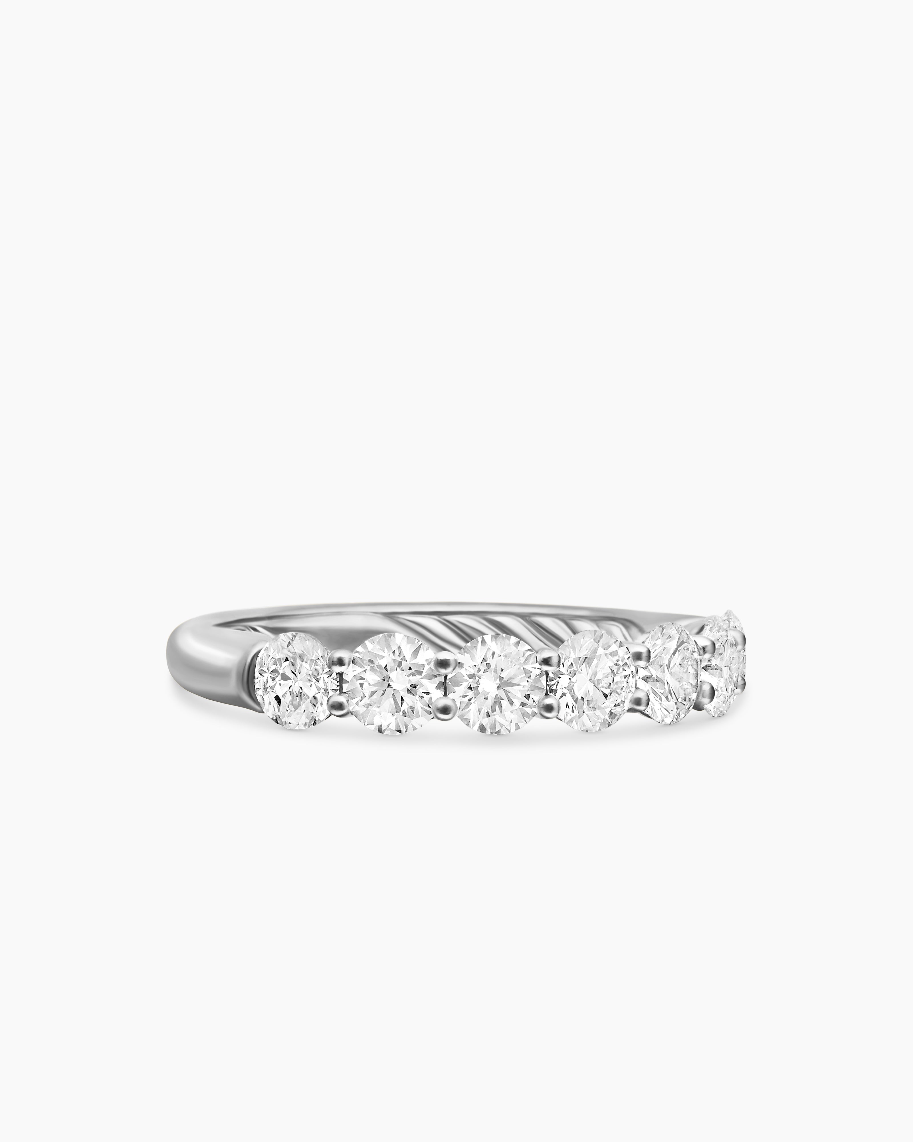 Womens DY Eden Partway Band Ring in Platinum with Diamonds, 2.5mm