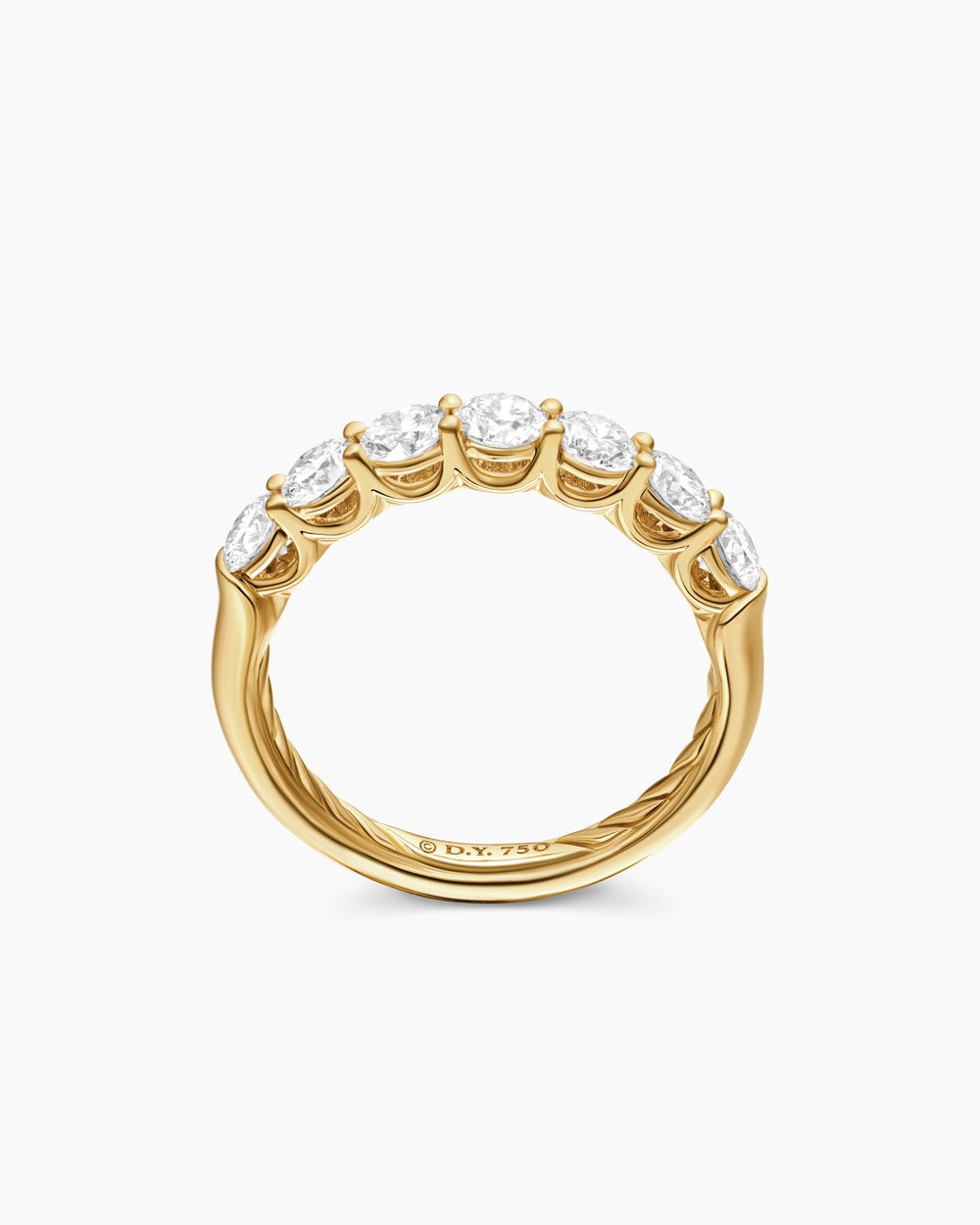 Anneau partiel DY Eden en or jaune 18 carats avec diamants, 3,4 mm pour femmes