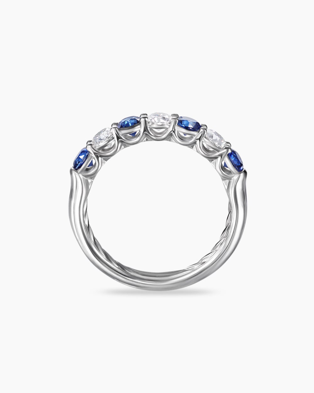 Womens DY Eden Partway Band Ring in Platinum, 3.4mm