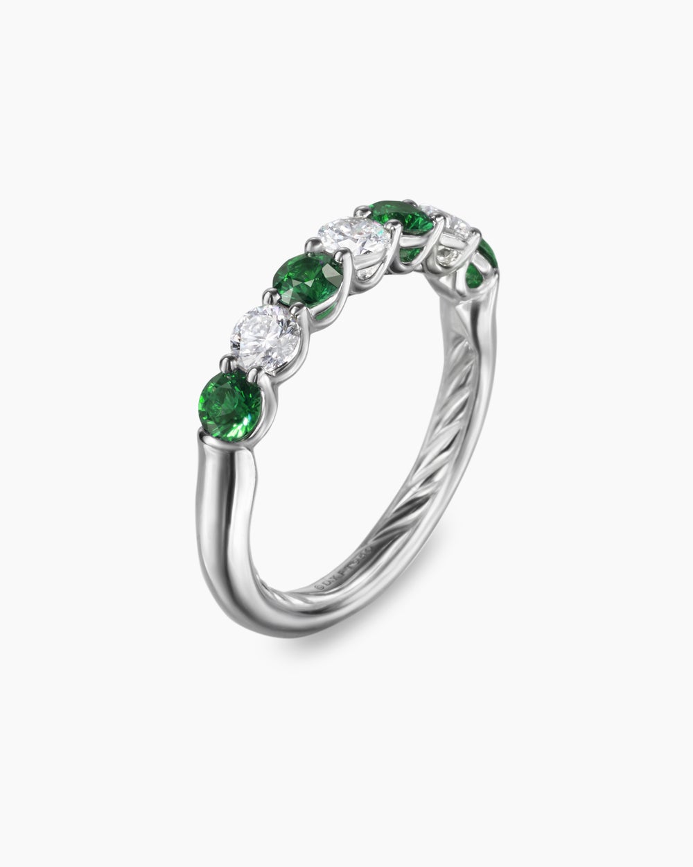 Womens DY Eden Partway Band Ring in Platinum, 3.4mm