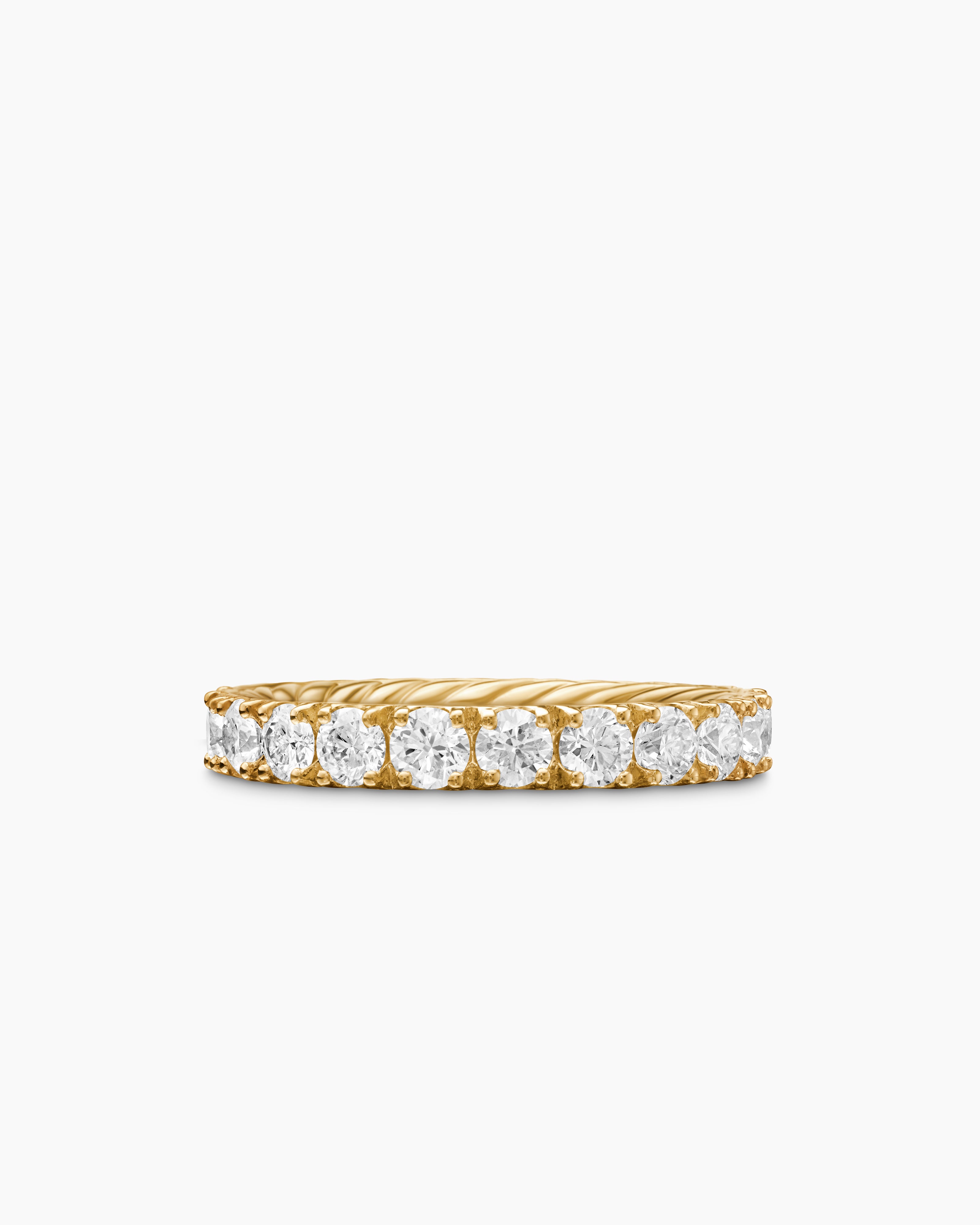 Womens DY Eden Eternity Band Ring in 18K Yellow Gold with Diamonds, 3.2mm