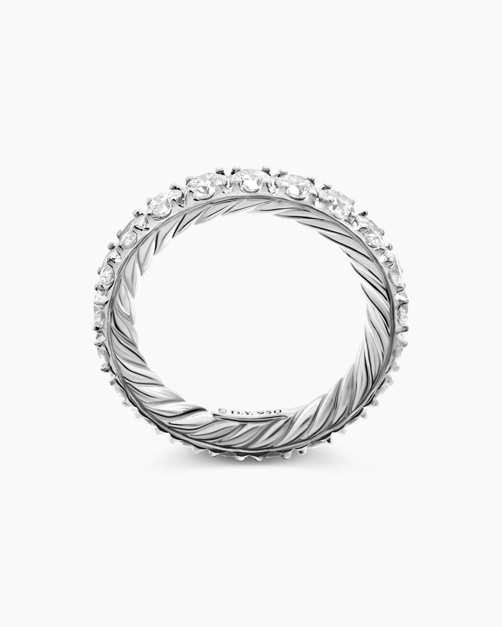 Womens DY Eden Eternity Band Ring in Platinum with Diamonds, 3.2mm