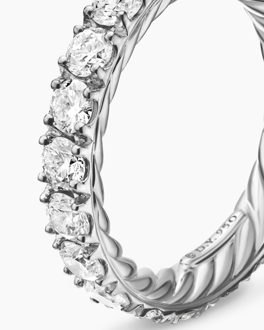 Womens DY Eden Eternity Band Ring in Platinum with Diamonds, 3.2mm