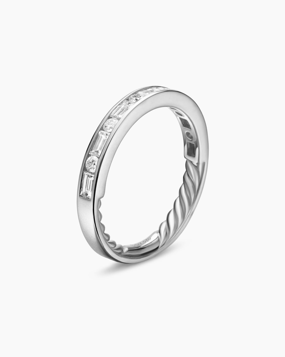 Womens DY Eden Partway Alternating Diamond Band Ring in Platinum with Diamonds, 2.8mm
