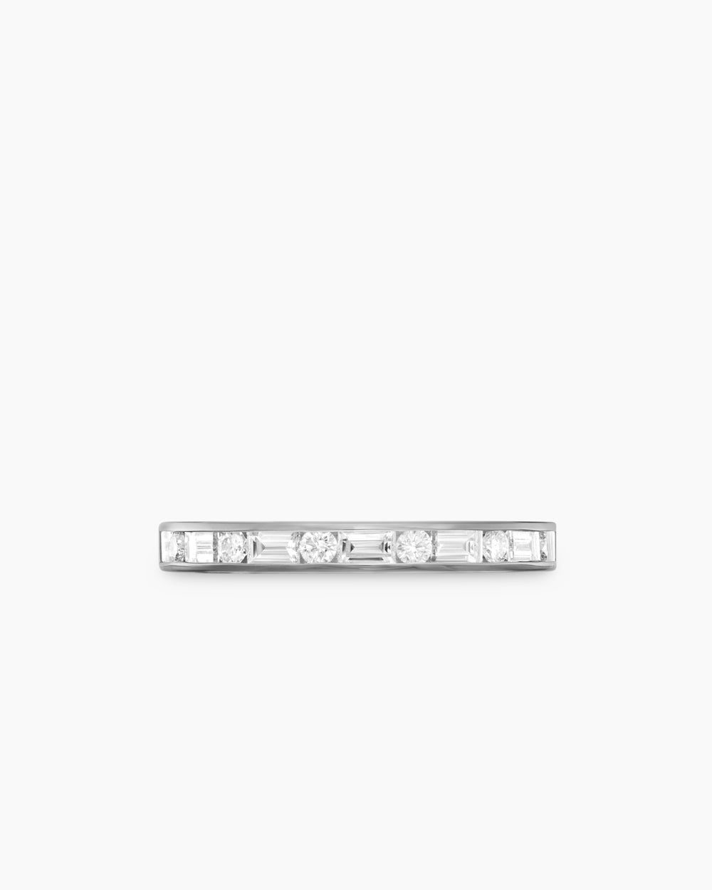 Womens DY Eden Partway Alternating Diamond Band Ring in Platinum with Diamonds, 2.8mm