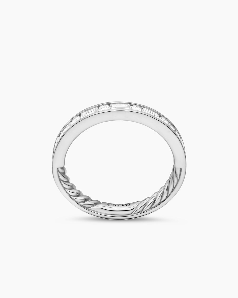 Womens DY Eden Partway Alternating Diamond Band Ring in Platinum with Diamonds, 2.8mm