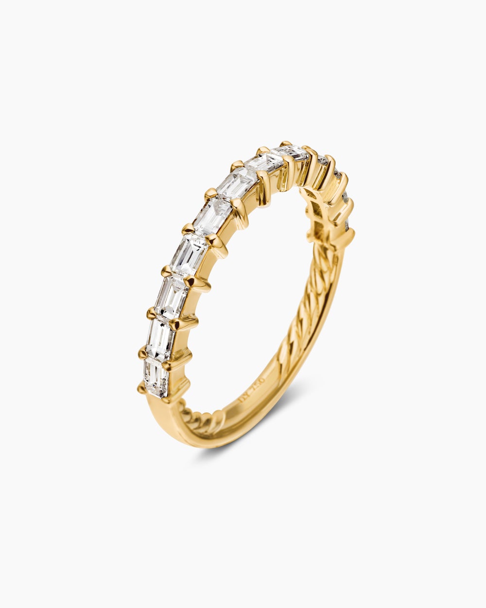 Womens DY Eden Partway Baguette Diamond Band Ring in 18K Yellow Gold, 2mm