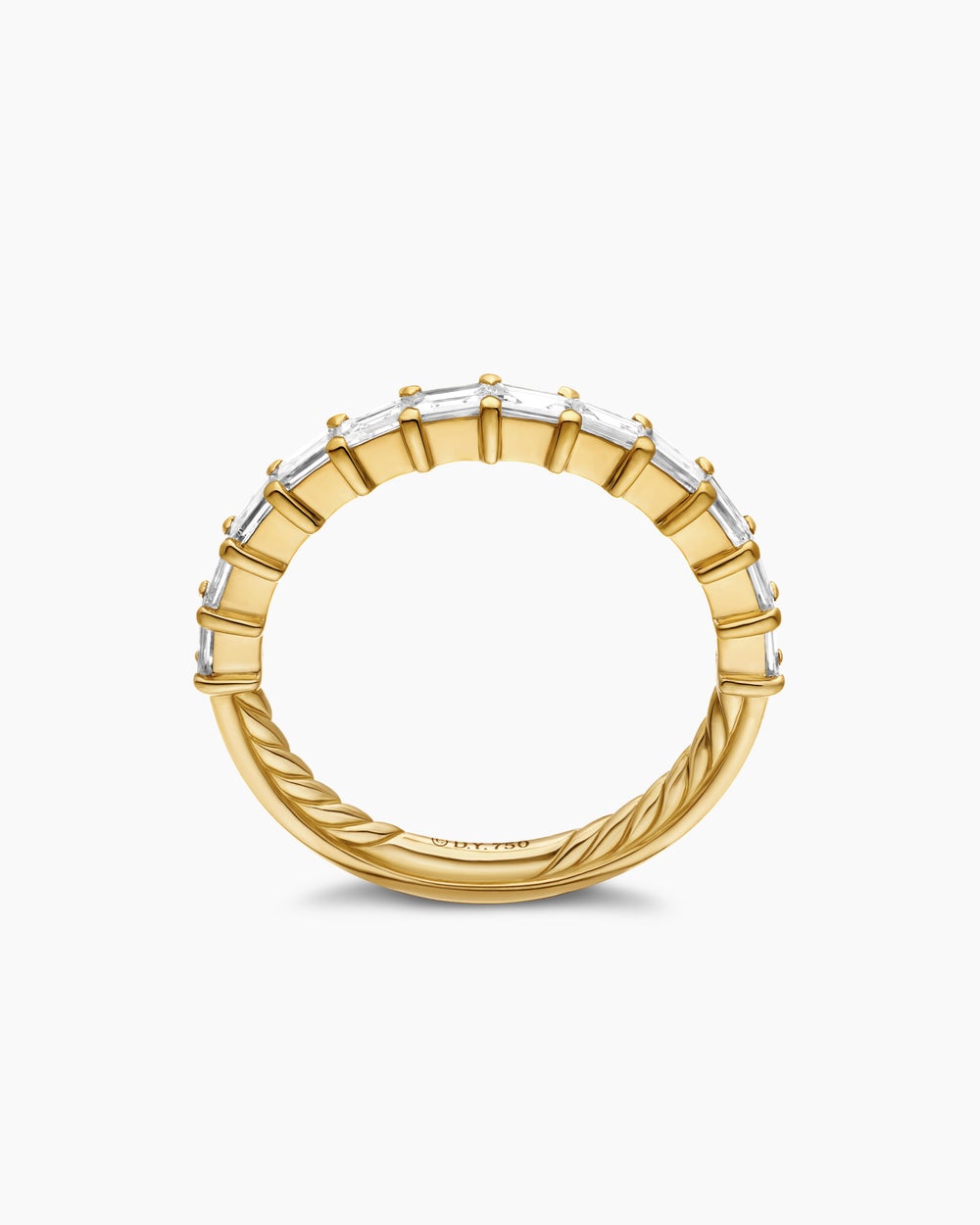 Womens DY Eden Partway Baguette Diamond Band Ring in 18K Yellow Gold, 2mm