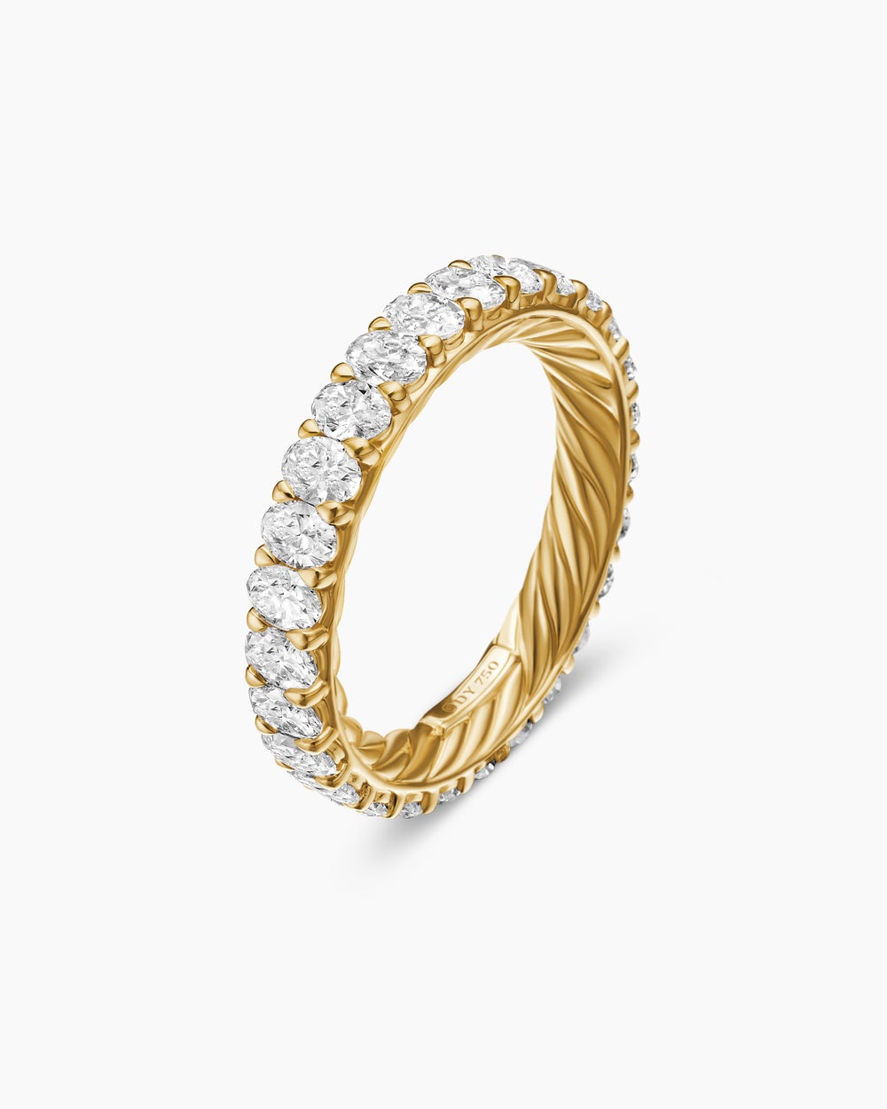 Womens DY Eden Oval Diamond Eternity Band Ring in 18K Yellow Gold, 3.5mm