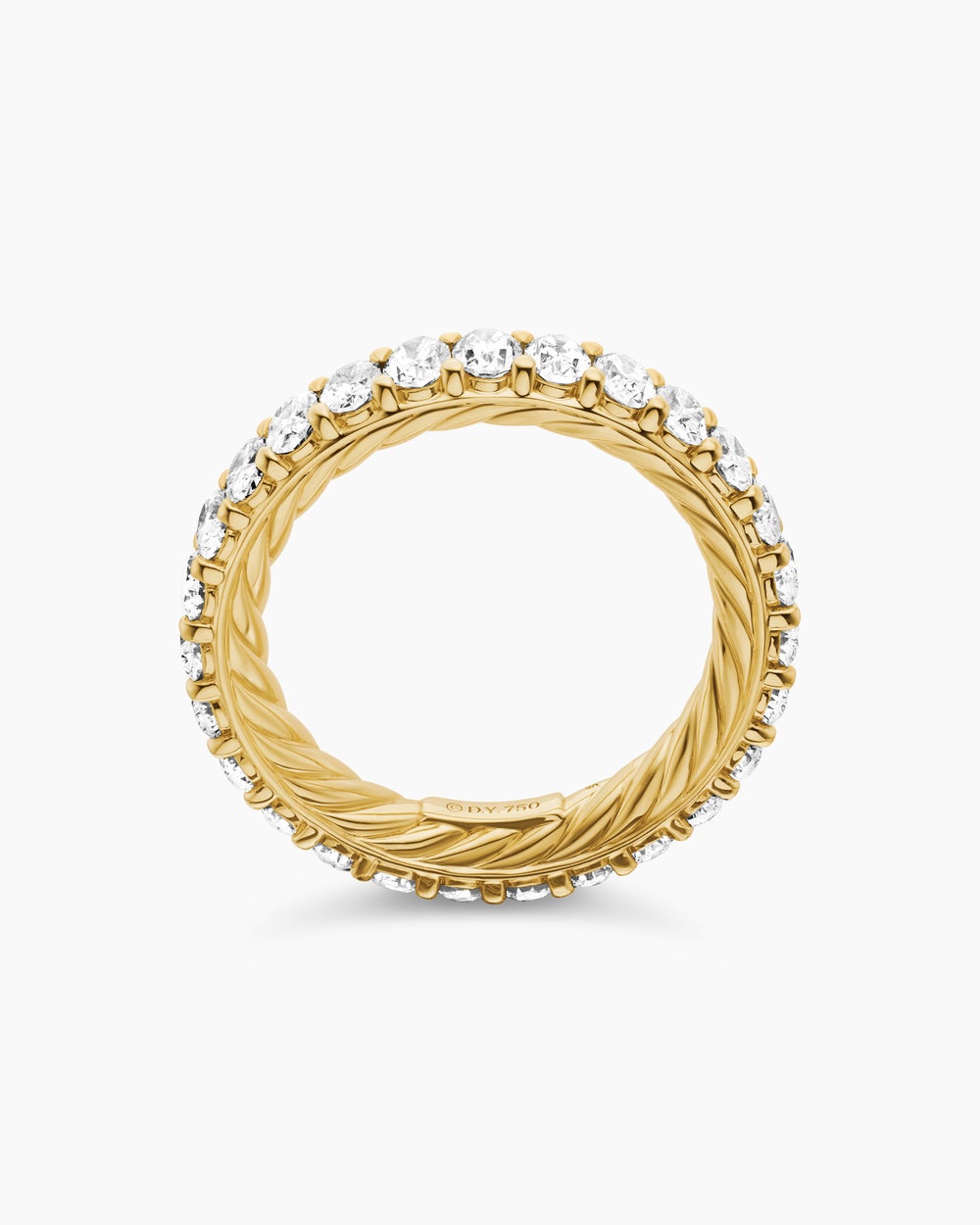 Womens DY Eden Oval Diamond Eternity Band Ring in 18K Yellow Gold, 3.5mm