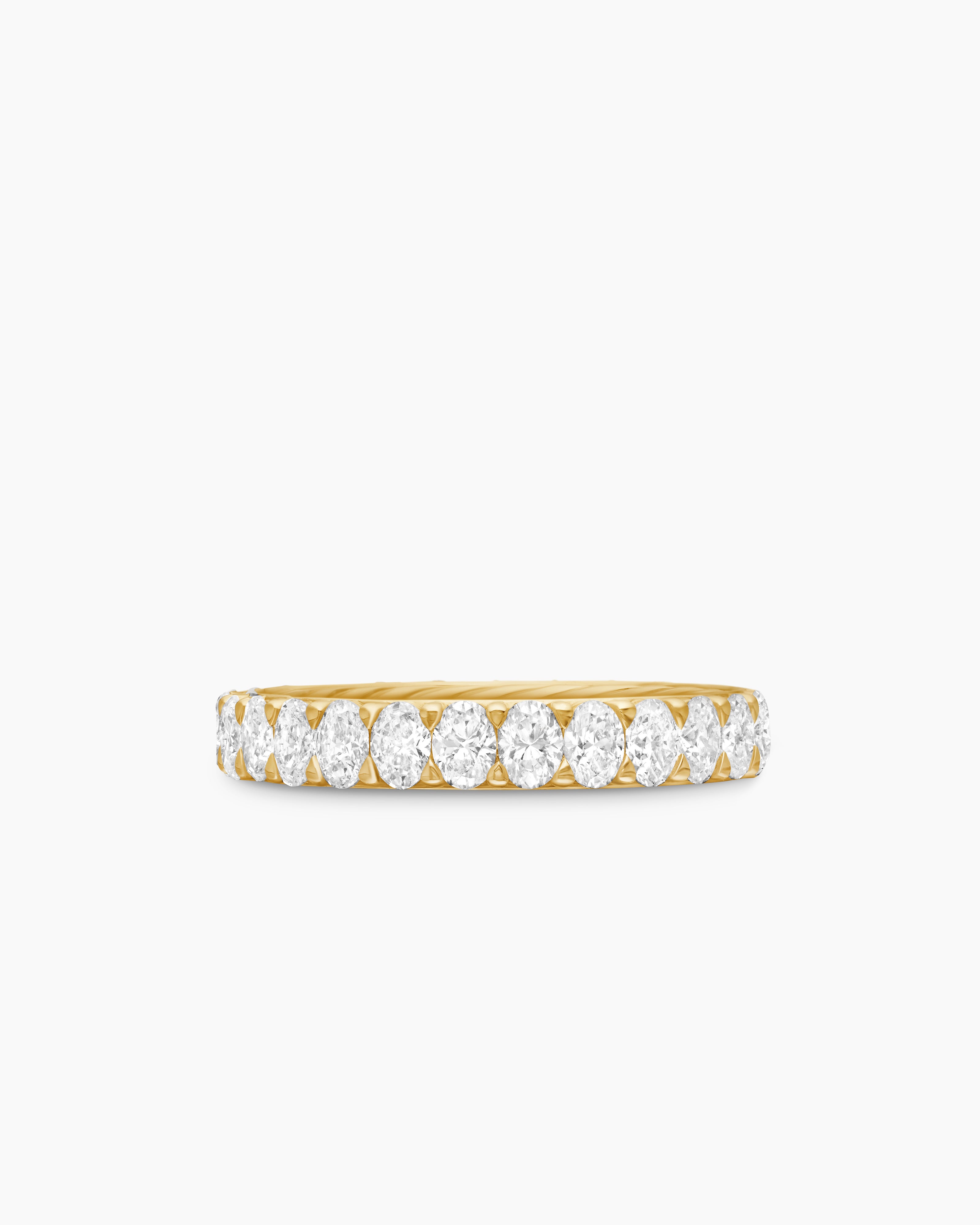Womens DY Eden Oval Diamond Eternity Band Ring in 18K Yellow Gold, 3.5mm