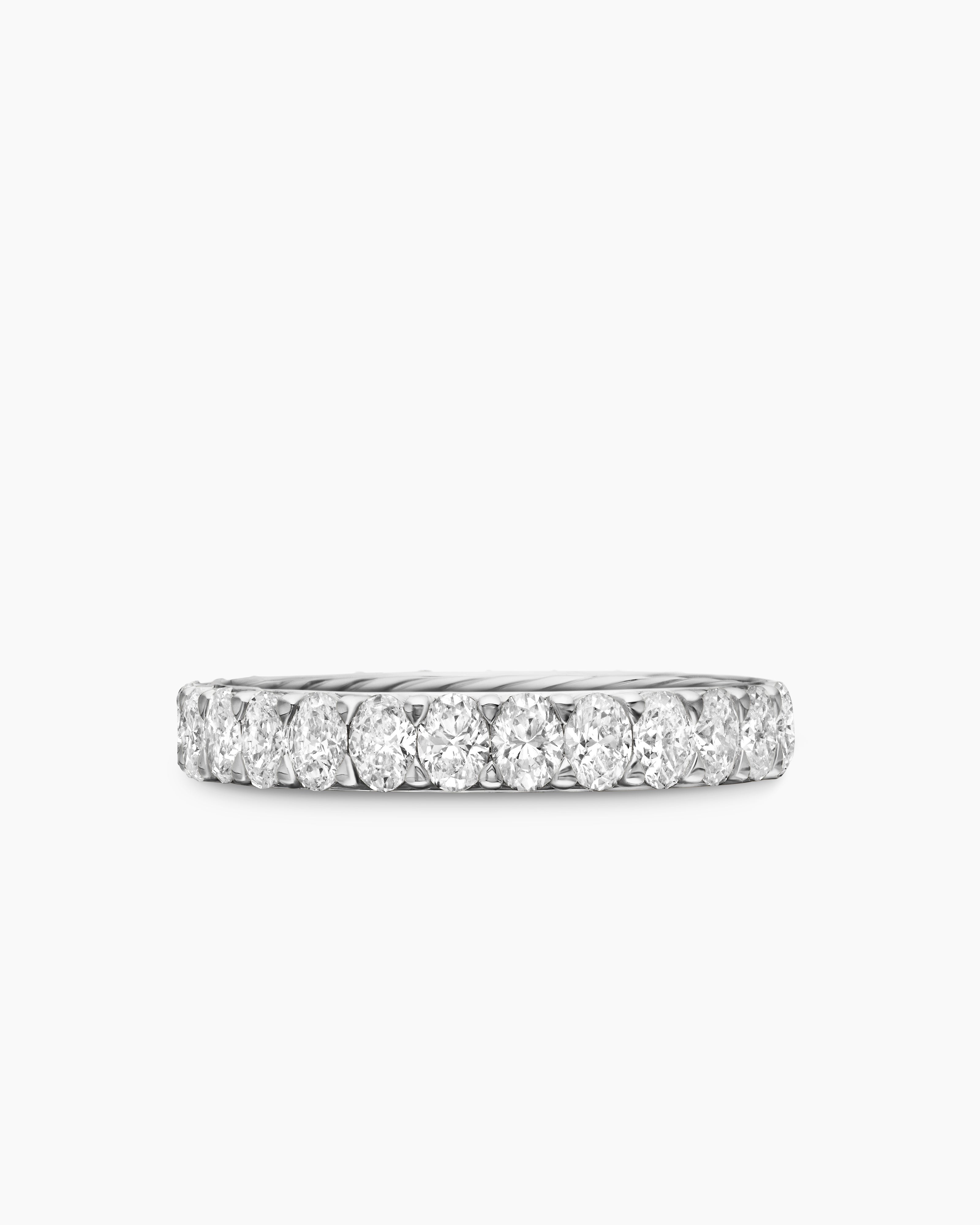 Womens DY Eden Oval Diamond Eternity Band Ring in Platinum, 3.5mm