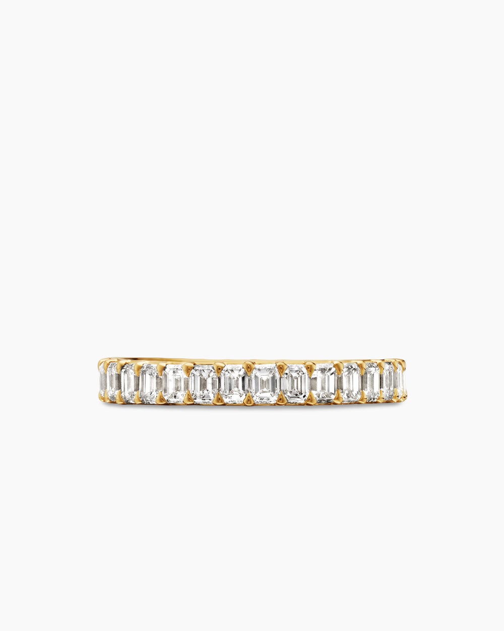 Womens DY Eden Eternity Band Ring in 18K Yellow Gold with Emerald Diamonds, 3.5mm