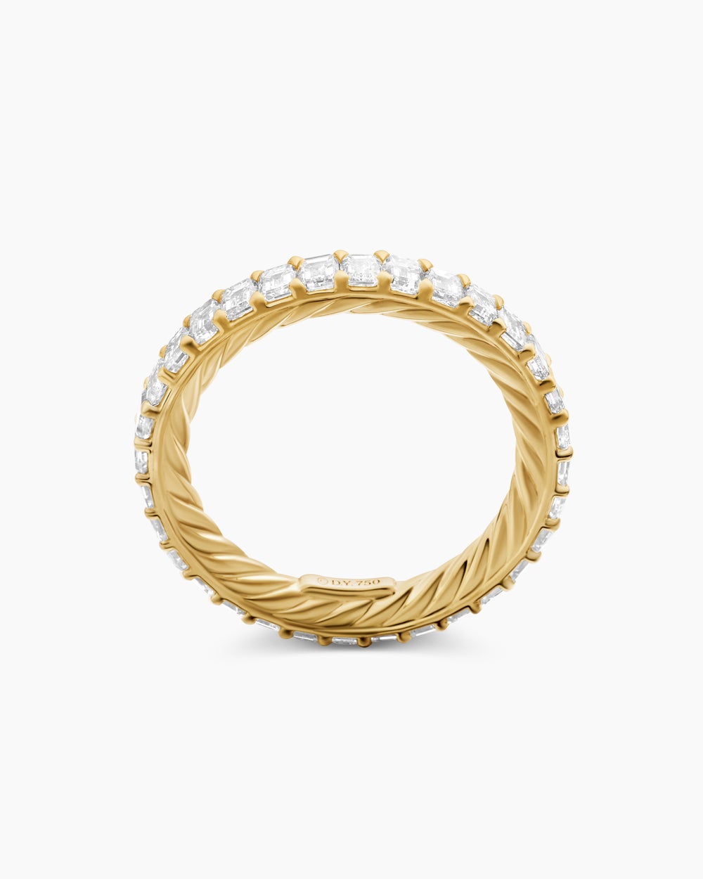 Womens DY Eden Eternity Band Ring in 18K Yellow Gold with Emerald Diamonds, 3.5mm