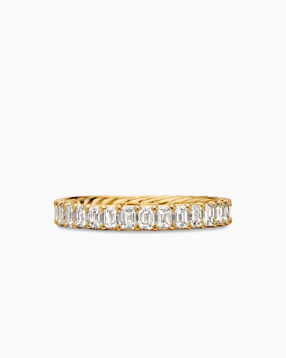Womens DY Eden Eternity Band Ring in 18K Yellow Gold with Emerald Diamonds, 3.5mm