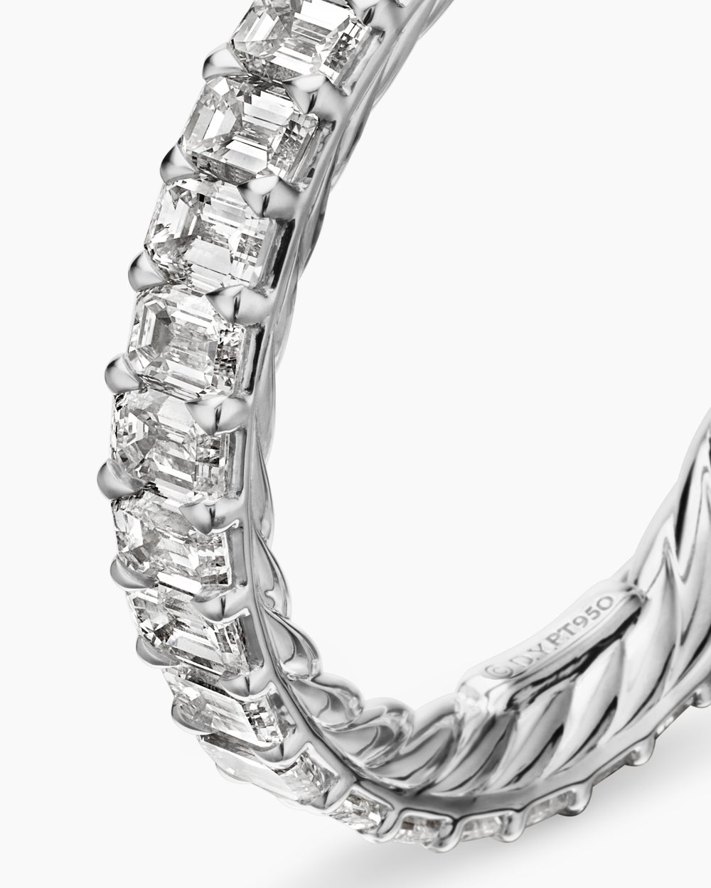 Womens DY Eden Emerald Diamond Eternity Band Ring in Platinum, 3.5mm