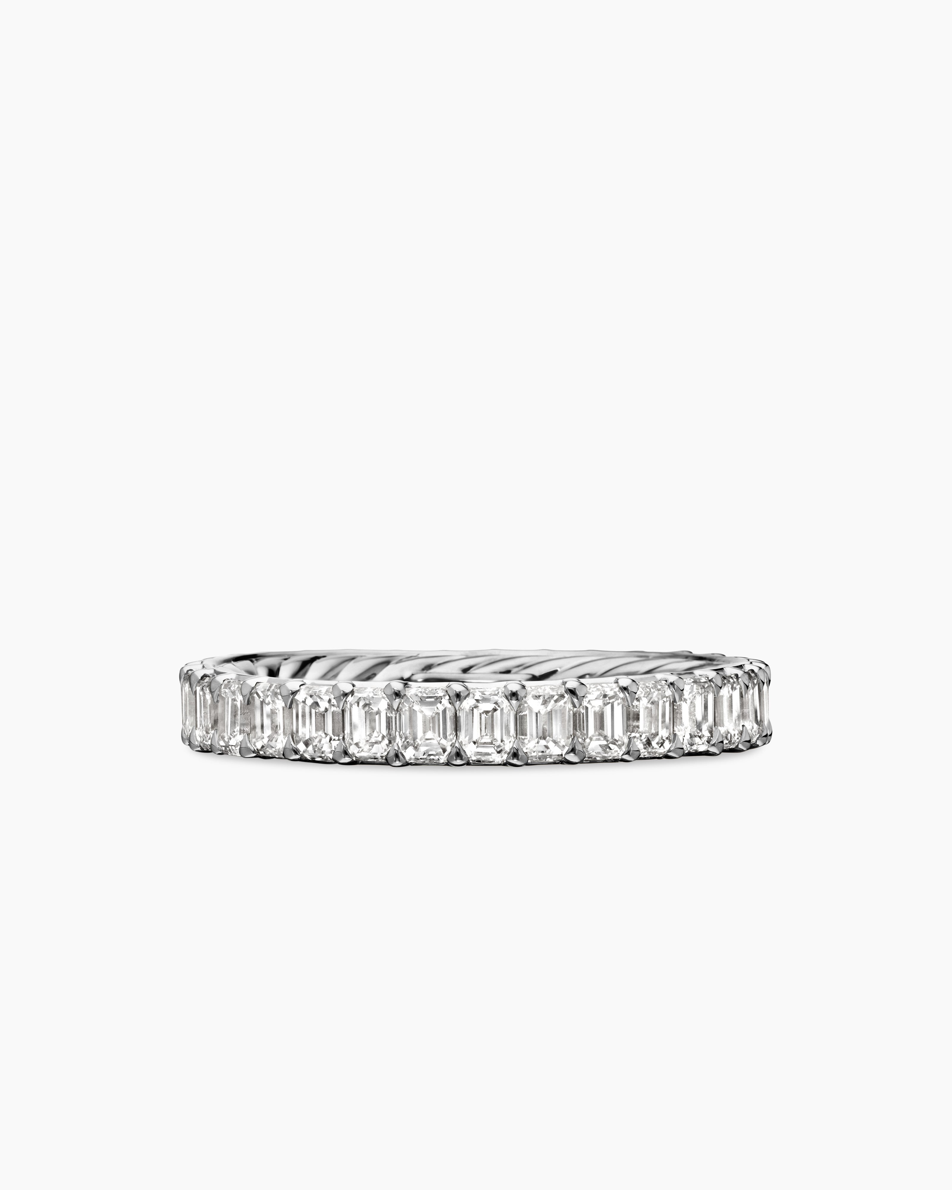 Womens DY Eden Emerald Diamond Eternity Band Ring in Platinum, 3.5mm