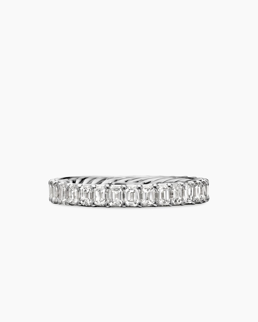 Womens DY Eden Emerald Diamond Eternity Band Ring in Platinum, 3.5mm