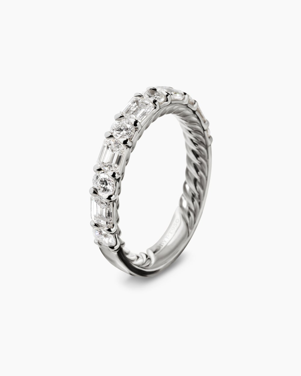 Womens DY Infinity Alternating Diamond Band Ring in Platinum, 3.3mm