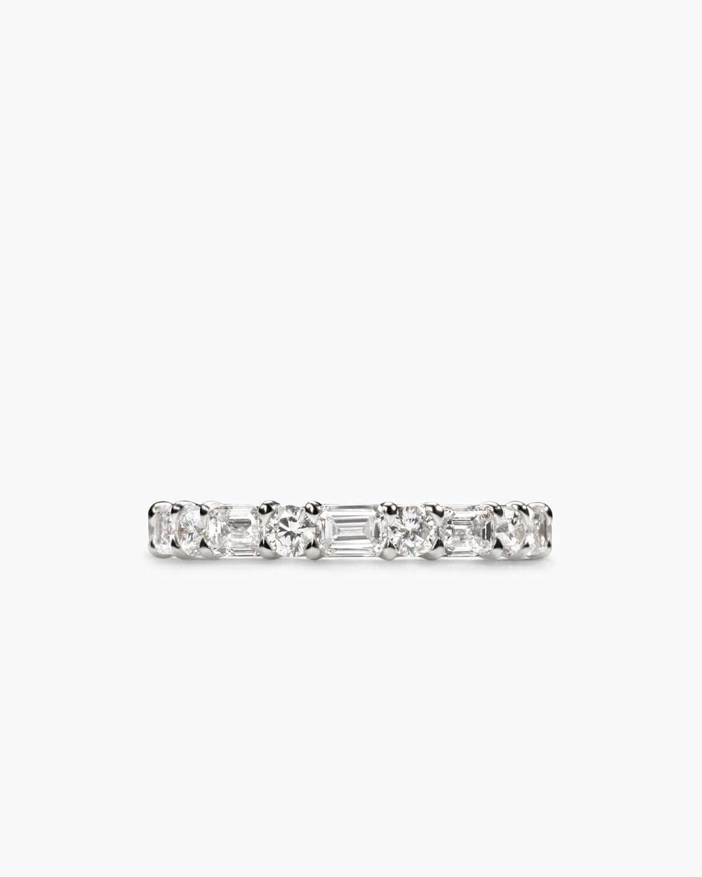 Womens DY Infinity Alternating Diamond Band Ring in Platinum, 3.3mm