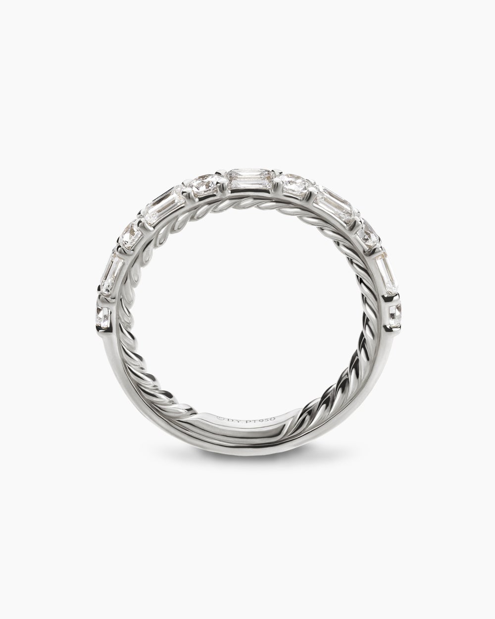 Womens DY Infinity Alternating Diamond Band Ring in Platinum, 3.3mm