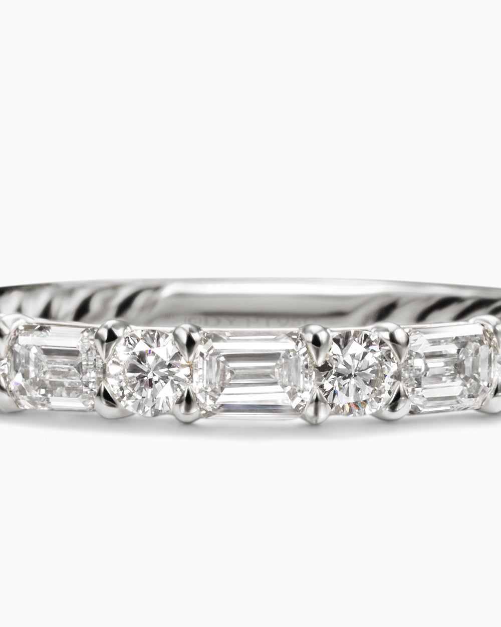 Womens DY Infinity Alternating Diamond Band Ring in Platinum, 3.3mm