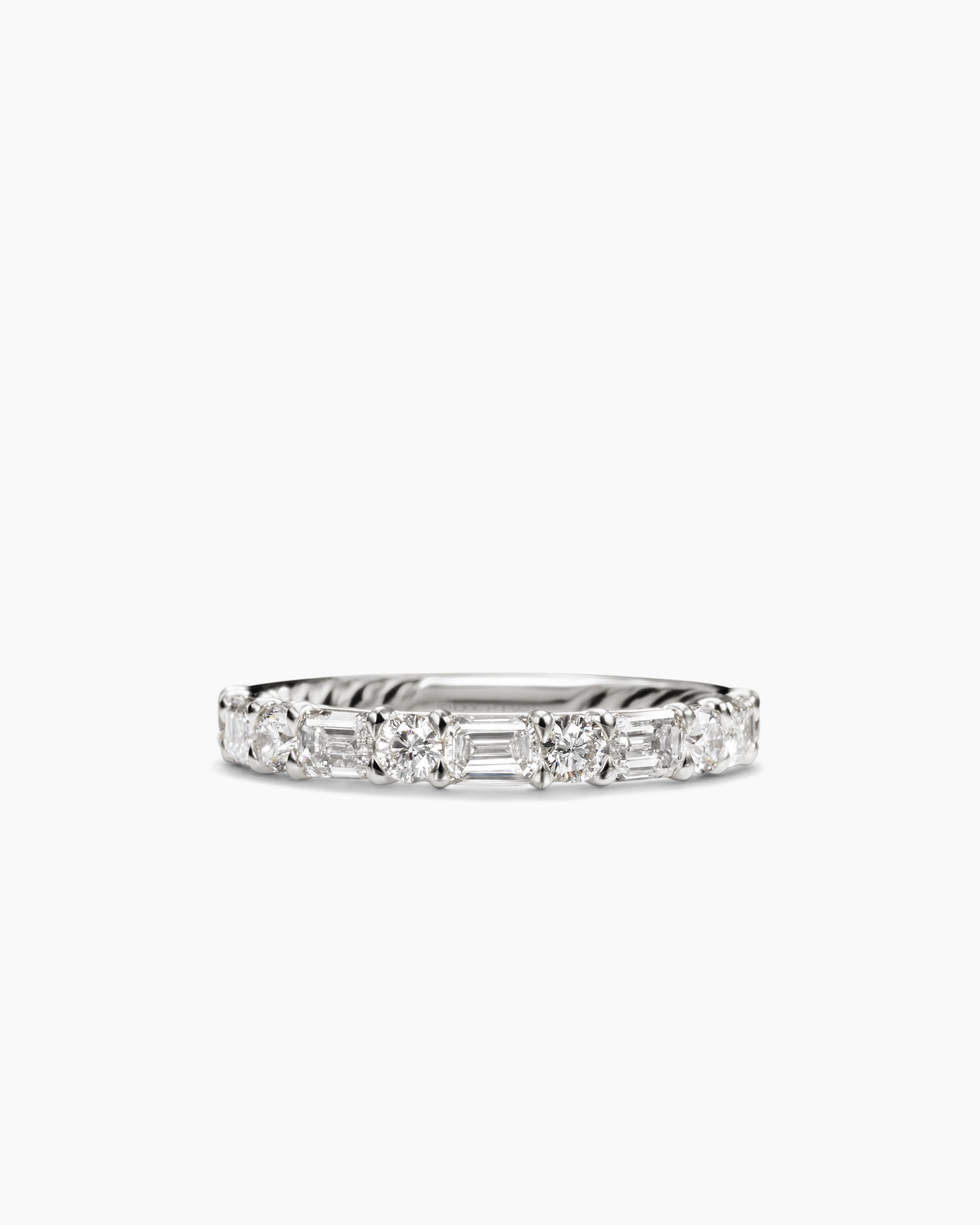 Womens DY Infinity Alternating Diamond Band Ring in Platinum, 3.3mm