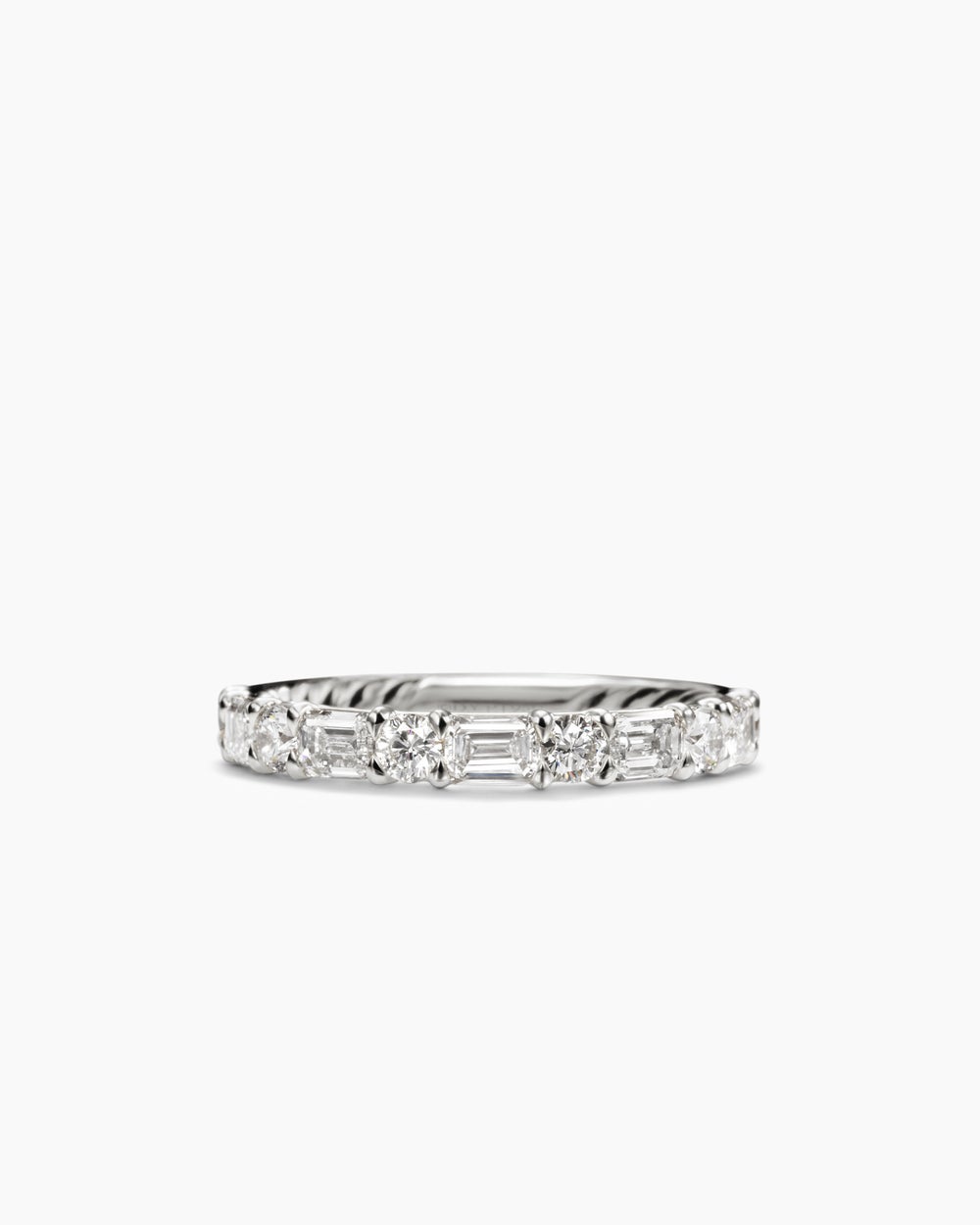 Womens DY Infinity Alternating Diamond Band Ring in Platinum, 3.3mm