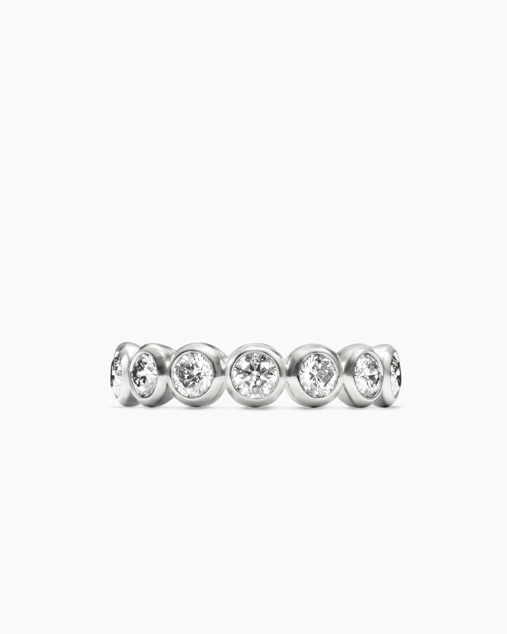 Anneau DY Infinity en platine avec diamants ronds, 4,8 mm pour femmes