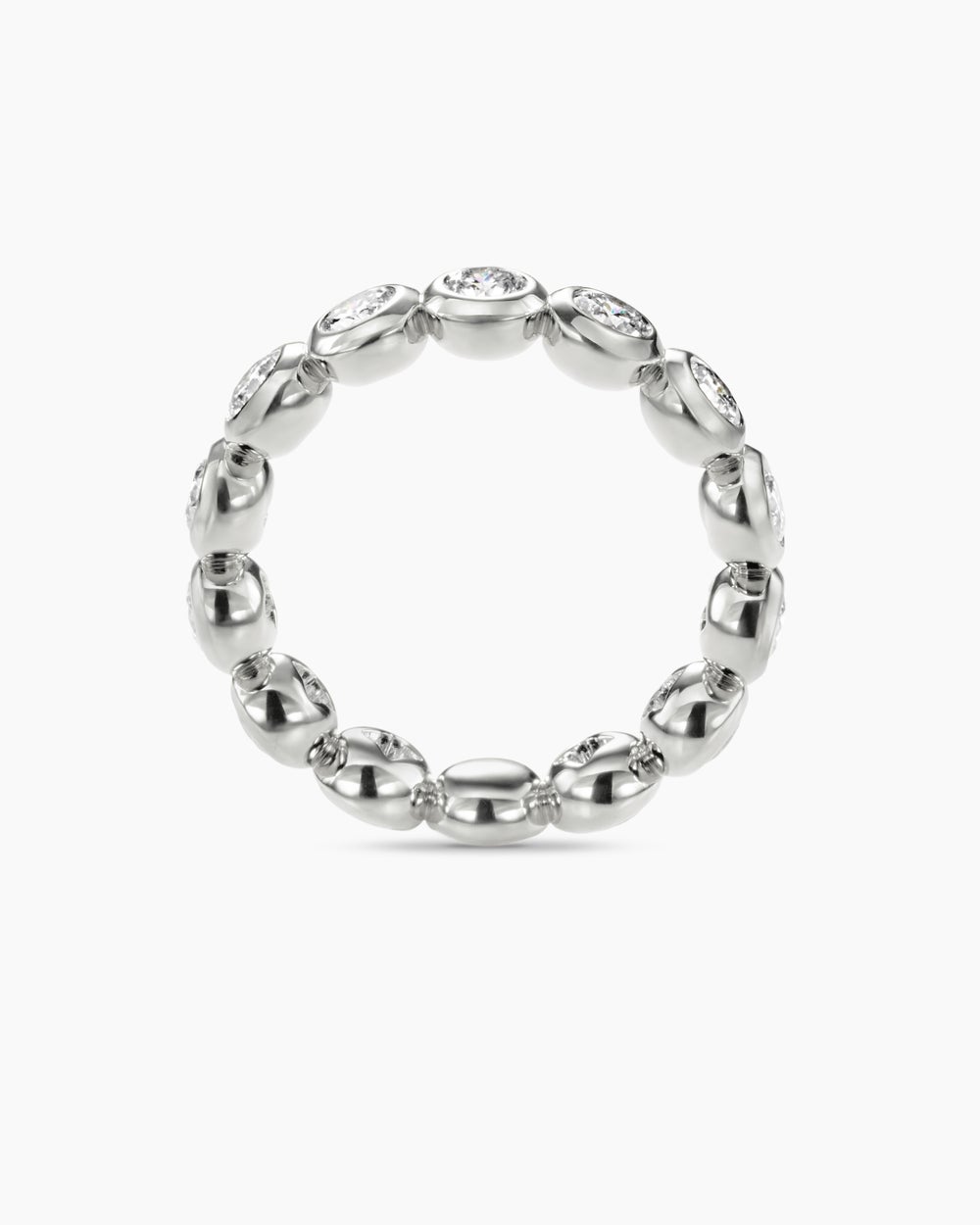 Anneau DY Infinity en platine avec diamants ronds, 4,8 mm pour femmes