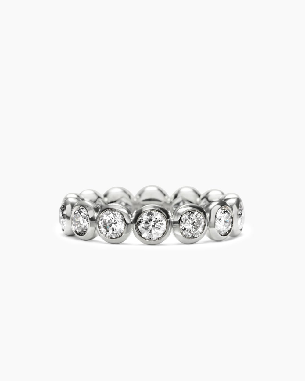 Anneau DY Infinity en platine avec diamants ronds, 4,8 mm pour femmes