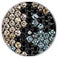 Médaille Chevron en argent massif avec diamants noirs, diamants cognac et grenat aux reflets changeants, 35 mm